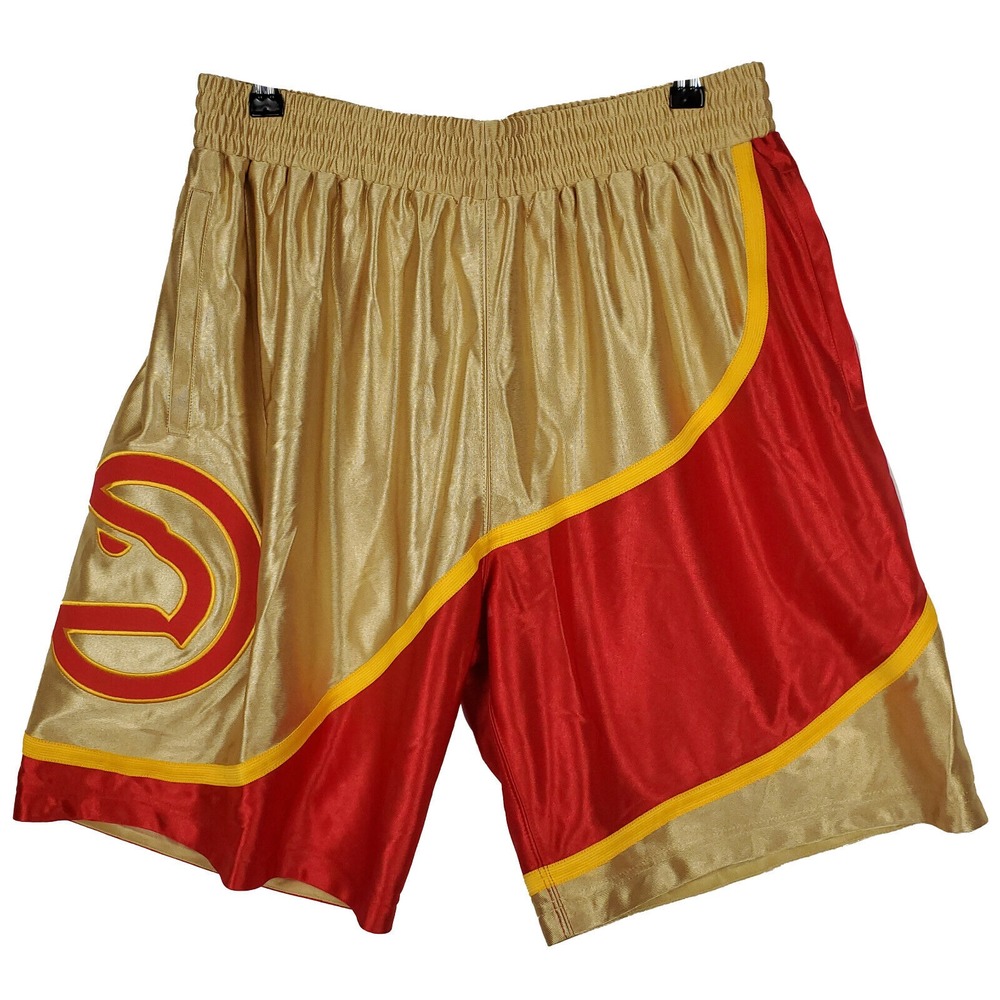 Atlanta Hawks Mitchell & Ness NBA Large Jersey Shorts Gold‎ Red 75th Anniv. New